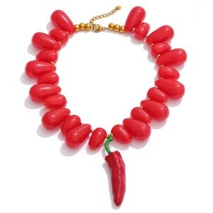 Chili Pepper Red Gold Trendy Necklace